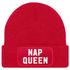 Damen Beanie mit Patch Spruch Nap Queen Statement Strickmütze Aufdruck Lustig Damenmütze Moonworks®preview