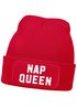 Damen Beanie mit Patch Spruch Nap Queen Statement Strickmütze Aufdruck Lustig Damenmütze Moonworks®preview