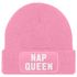 Damen Beanie mit Patch Spruch Nap Queen Statement Strickmütze Aufdruck Lustig Damenmütze Moonworks®preview