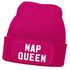 Damen Beanie mit Patch Spruch Nap Queen Statement Strickmütze Aufdruck Lustig Damenmütze Moonworks®preview