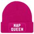 Damen Beanie mit Patch Spruch Nap Queen Statement Strickmütze Aufdruck Lustig Damenmütze Moonworks®preview