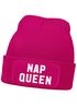 Damen Beanie mit Patch Spruch Nap Queen Statement Strickmütze Aufdruck Lustig Damenmütze Moonworks®preview