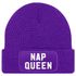 Damen Beanie mit Patch Spruch Nap Queen Statement Strickmütze Aufdruck Lustig Damenmütze Moonworks®preview