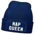 Damen Beanie mit Patch Spruch Nap Queen Statement Strickmütze Aufdruck Lustig Damenmütze Moonworks®preview