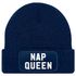 Damen Beanie mit Patch Spruch Nap Queen Statement Strickmütze Aufdruck Lustig Damenmütze Moonworks®preview