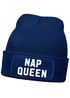 Damen Beanie mit Patch Spruch Nap Queen Statement Strickmütze Aufdruck Lustig Damenmütze Moonworks®preview
