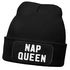 Damen Beanie mit Patch Spruch Nap Queen Statement Strickmütze Aufdruck Lustig Damenmütze Moonworks®preview