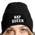 Damen Beanie mit Patch Spruch Nap Queen Statement Strickmütze Aufdruck Lustig Damenmütze Moonworks®preview