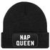 Damen Beanie mit Patch Spruch Nap Queen Statement Strickmütze Aufdruck Lustig Damenmütze Moonworks®preview