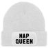 Damen Beanie mit Patch Spruch Nap Queen Statement Strickmütze Aufdruck Lustig Damenmütze Moonworks®preview