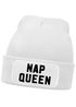 Damen Beanie mit Patch Spruch Nap Queen Statement Strickmütze Aufdruck Lustig Damenmütze Moonworks®preview