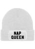 Damen Beanie mit Patch Spruch Nap Queen Statement Strickmütze Aufdruck Lustig Damenmütze Moonworks®preview