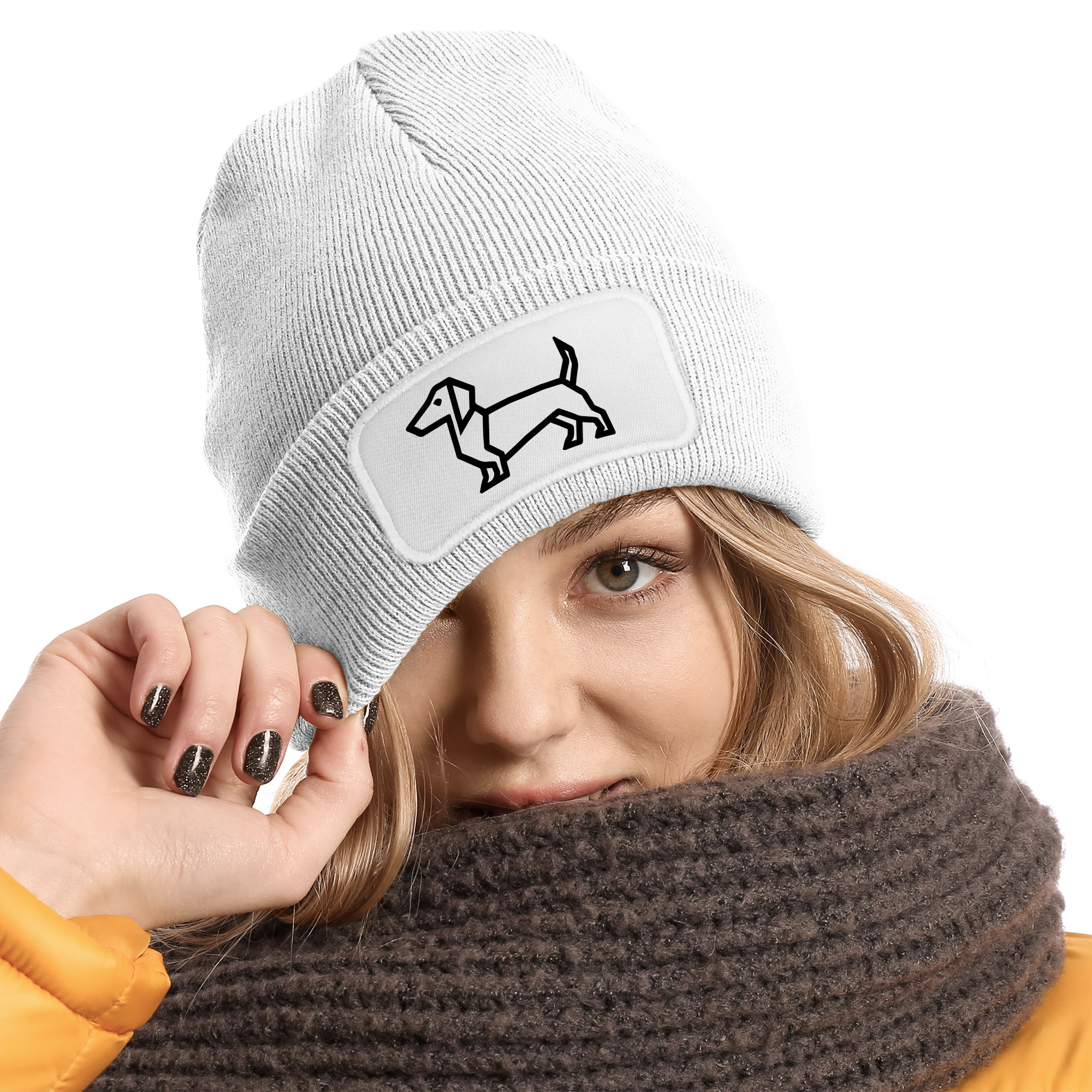MoonWorks MIT PATCH AUFDRUCK DACKEL POLYGON HUND - Beanie - Dunkelgrün/dark Gre - Zalando