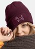 Damen Beanie mit Patch Strickmütze Aufdruck Dackel Polygon Hund Geschenk Tierfreunde Lustig Damenmütze Moonworks®preview