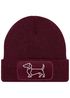 Damen Beanie mit Patch Strickmütze Aufdruck Dackel Polygon Hund Geschenk Tierfreunde Lustig Damenmütze Moonworks®preview