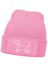 Damen Beanie mit Patch Strickmütze Aufdruck Dackel Polygon Hund Geschenk Tierfreunde Lustig Damenmütze Moonworks®preview