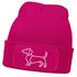Damen Beanie mit Patch Strickmütze Aufdruck Dackel Polygon Hund Geschenk Tierfreunde Lustig Damenmütze Moonworks®preview