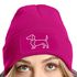 Damen Beanie mit Patch Strickmütze Aufdruck Dackel Polygon Hund Geschenk Tierfreunde Lustig Damenmütze Moonworks®preview