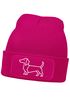 Damen Beanie mit Patch Strickmütze Aufdruck Dackel Polygon Hund Geschenk Tierfreunde Lustig Damenmütze Moonworks®preview
