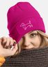 Damen Beanie mit Patch Strickmütze Aufdruck Dackel Polygon Hund Geschenk Tierfreunde Lustig Damenmütze Moonworks®preview