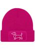 Damen Beanie mit Patch Strickmütze Aufdruck Dackel Polygon Hund Geschenk Tierfreunde Lustig Damenmütze Moonworks®preview