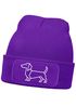 Damen Beanie mit Patch Strickmütze Aufdruck Dackel Polygon Hund Geschenk Tierfreunde Lustig Damenmütze Moonworks®preview