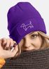 Damen Beanie mit Patch Strickmütze Aufdruck Dackel Polygon Hund Geschenk Tierfreunde Lustig Damenmütze Moonworks®preview
