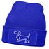 Damen Beanie mit Patch Strickmütze Aufdruck Dackel Polygon Hund Geschenk Tierfreunde Lustig Damenmütze Moonworks®preview
