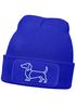 Damen Beanie mit Patch Strickmütze Aufdruck Dackel Polygon Hund Geschenk Tierfreunde Lustig Damenmütze Moonworks®preview