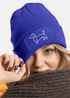 Damen Beanie mit Patch Strickmütze Aufdruck Dackel Polygon Hund Geschenk Tierfreunde Lustig Damenmütze Moonworks®preview