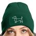 Damen Beanie mit Patch Strickmütze Aufdruck Dackel Polygon Hund Geschenk Tierfreunde Lustig Damenmütze Moonworks®preview