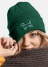 Damen Beanie mit Patch Strickmütze Aufdruck Dackel Polygon Hund Geschenk Tierfreunde Lustig Damenmütze Moonworks®preview