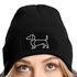 Damen Beanie mit Patch Strickmütze Aufdruck Dackel Polygon Hund Geschenk Tierfreunde Lustig Damenmütze Moonworks®preview