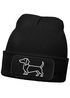 Damen Beanie mit Patch Strickmütze Aufdruck Dackel Polygon Hund Geschenk Tierfreunde Lustig Damenmütze Moonworks®preview