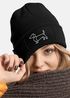 Damen Beanie mit Patch Strickmütze Aufdruck Dackel Polygon Hund Geschenk Tierfreunde Lustig Damenmütze Moonworks®preview