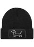 Damen Beanie mit Patch Strickmütze Aufdruck Dackel Polygon Hund Geschenk Tierfreunde Lustig Damenmütze Moonworks®preview