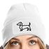 Damen Beanie mit Patch Strickmütze Aufdruck Dackel Polygon Hund Geschenk Tierfreunde Lustig Damenmütze Moonworks®preview