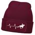 Damen Beanie mit Patch Strickmütze Aufdruck Pferd Herzschlag Design Reiterin Geschenk Pferdefreundin Damenmütze Moonworks®preview