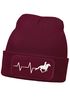 Damen Beanie mit Patch Strickmütze Aufdruck Pferd Herzschlag Design Reiterin Geschenk Pferdefreundin Damenmütze Moonworks®preview