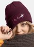 Damen Beanie mit Patch Strickmütze Aufdruck Pferd Herzschlag Design Reiterin Geschenk Pferdefreundin Damenmütze Moonworks®preview