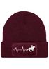 Damen Beanie mit Patch Strickmütze Aufdruck Pferd Herzschlag Design Reiterin Geschenk Pferdefreundin Damenmütze Moonworks®preview