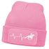 Damen Beanie mit Patch Strickmütze Aufdruck Pferd Herzschlag Design Reiterin Geschenk Pferdefreundin Damenmütze Moonworks®preview