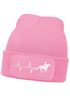 Damen Beanie mit Patch Strickmütze Aufdruck Pferd Herzschlag Design Reiterin Geschenk Pferdefreundin Damenmütze Moonworks®preview