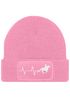Damen Beanie mit Patch Strickmütze Aufdruck Pferd Herzschlag Design Reiterin Geschenk Pferdefreundin Damenmütze Moonworks®preview