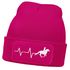 Damen Beanie mit Patch Strickmütze Aufdruck Pferd Herzschlag Design Reiterin Geschenk Pferdefreundin Damenmütze Moonworks®preview