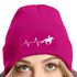 Damen Beanie mit Patch Strickmütze Aufdruck Pferd Herzschlag Design Reiterin Geschenk Pferdefreundin Damenmütze Moonworks®preview