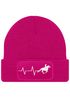 Damen Beanie mit Patch Strickmütze Aufdruck Pferd Herzschlag Design Reiterin Geschenk Pferdefreundin Damenmütze Moonworks®preview