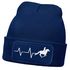 Damen Beanie mit Patch Strickmütze Aufdruck Pferd Herzschlag Design Reiterin Geschenk Pferdefreundin Damenmütze Moonworks®preview