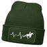 Damen Beanie mit Patch Strickmütze Aufdruck Pferd Herzschlag Design Reiterin Geschenk Pferdefreundin Damenmütze Moonworks®preview