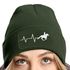 Damen Beanie mit Patch Strickmütze Aufdruck Pferd Herzschlag Design Reiterin Geschenk Pferdefreundin Damenmütze Moonworks®preview